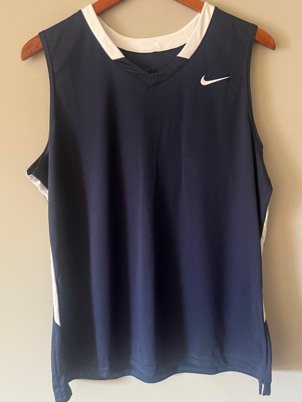 Nike Navy and White Sleeveless Athletic Tank